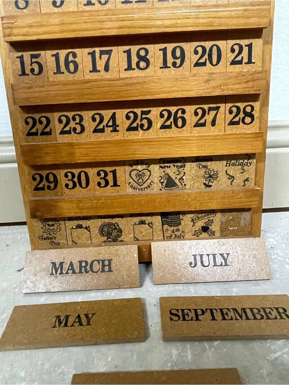 Wooden Perpetual Wall Calendar - Natural Wood